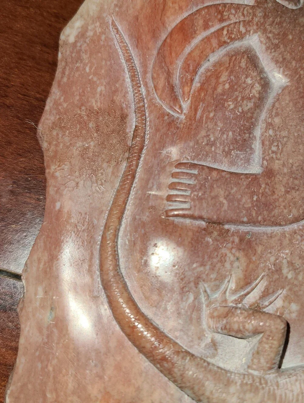 Polished 3D Hand Carved Stone Relief - Peruvian Nazca Monkey & Lizard 6